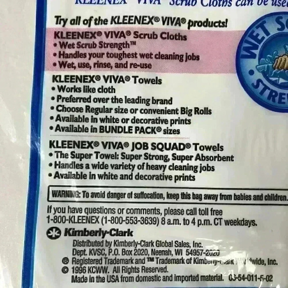 Vintage Kleenex Viva Scrub Cloths Reusable Wipes 6 Count Package New‎ - Picture 5 of 5